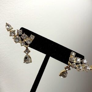 Massini Tear Drop Gold plated Cluster Round Diamond look Post earring NWT